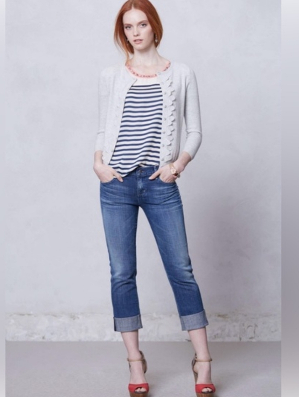 Citizens Of Humanity Cropped Blue Jeans - Classic Mid Wash